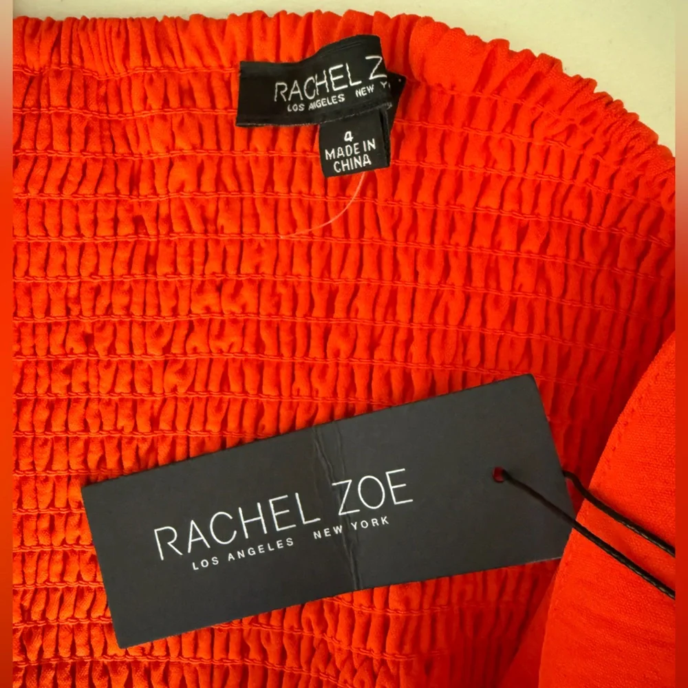 NWT Rachel Zoe Orange Square Bodice Smocked Back Tank Jumpsuit Romper Size 4 🔥🍊
